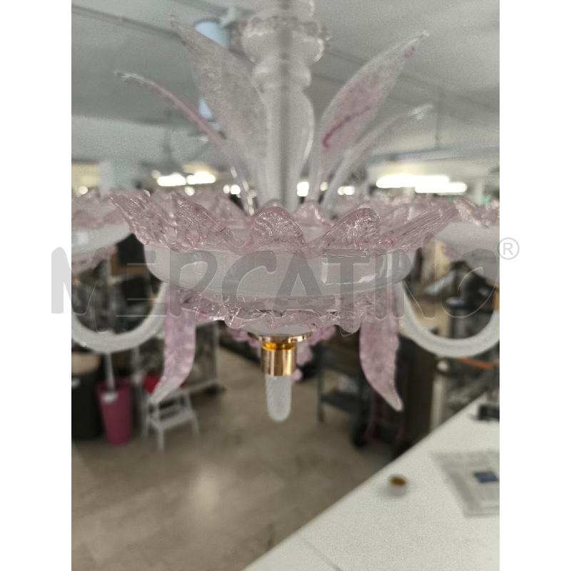 LAMPADARIO 5 LUCI VETRO DI MURANO TONALITÀ ROSA | Mercatino dell'Usato Mestre 2