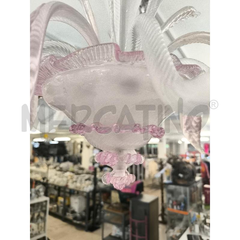 LAMPADARIO 5 LUCI VETRO DI MURANO TONALITÀ ROSA | Mercatino dell'Usato Mestre 4