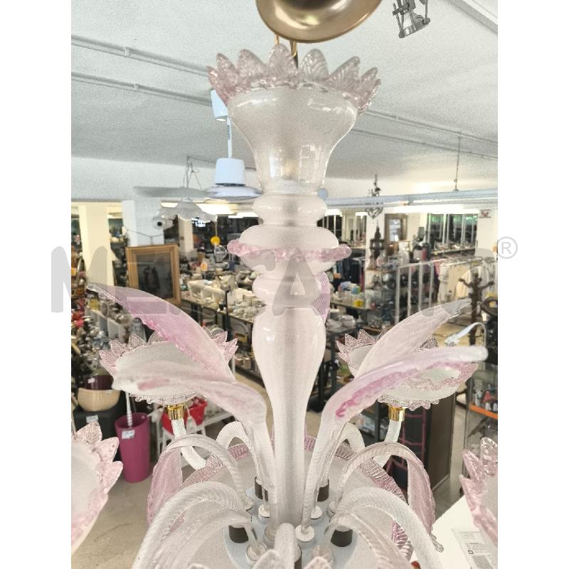 LAMPADARIO 5 LUCI VETRO DI MURANO TONALITÀ ROSA | Mercatino dell'Usato Mestre 5