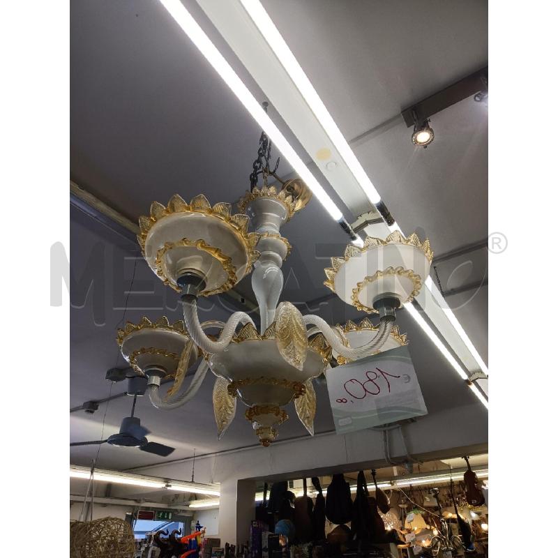 LAMPADARIO 5 LUCI VETRO SATINATO AMBRA  | Mercatino dell'Usato Mestre 1