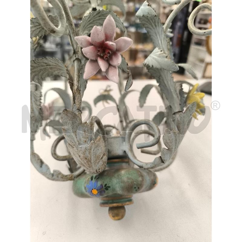 LAMPADARIO IN METALLO VERDE CHIARO CON FIORI | Mercatino dell'Usato Mestre 2
