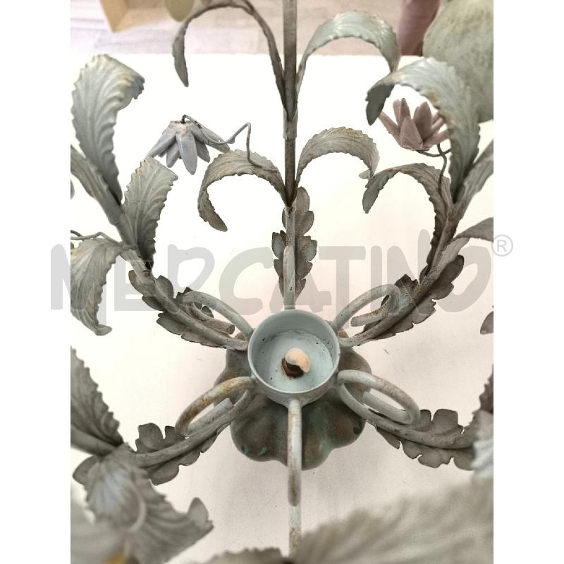 LAMPADARIO IN METALLO VERDE CHIARO CON FIORI | Mercatino dell'Usato Mestre 5
