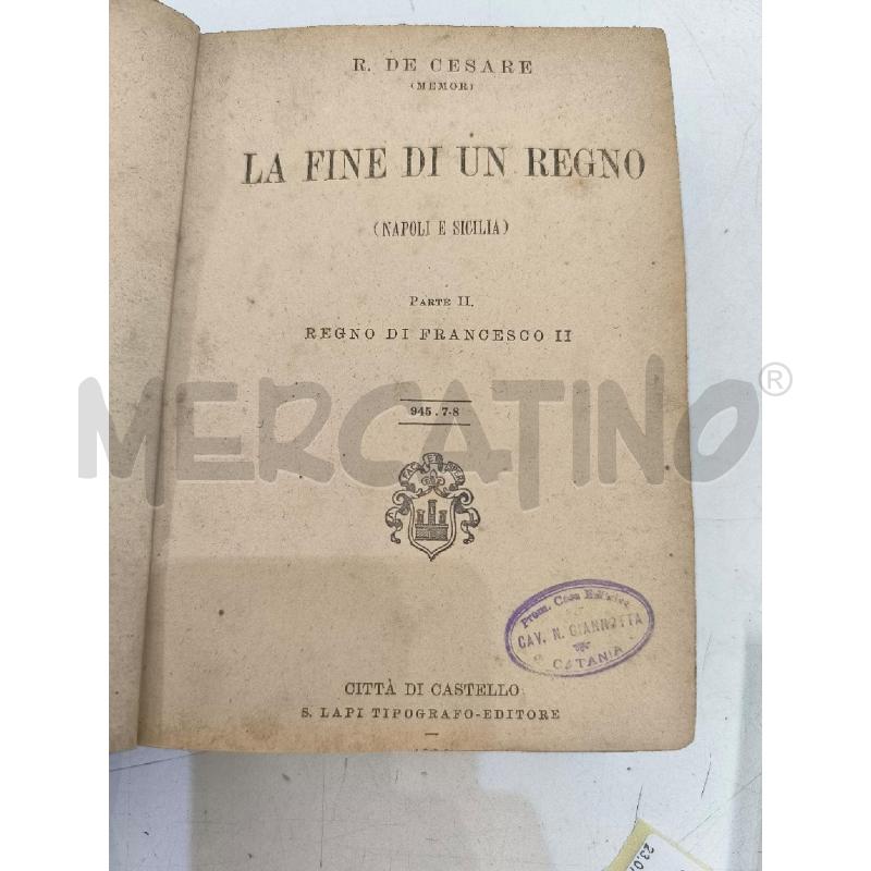LA FINE DI UN REGNO 1900  2 VOL. | Mercatino dell'Usato Mestre 5