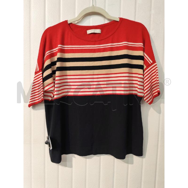 MAGLIA DONNA BEATRICE P. FANTASIA RIGHE ROSSE BIANCHE NERE | Mercatino dell'Usato Mestre 1
