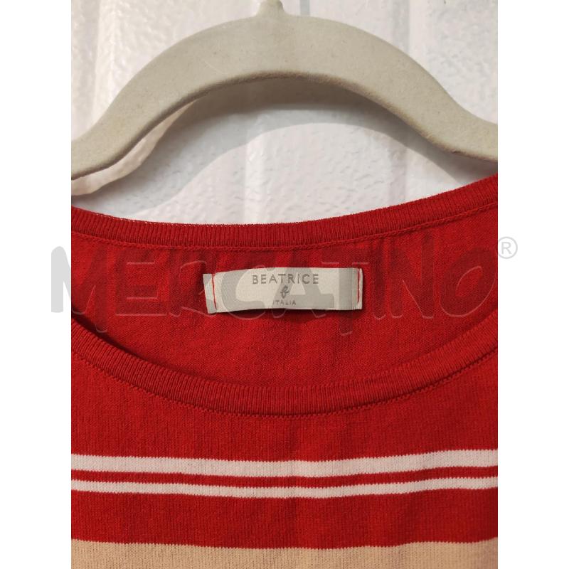MAGLIA DONNA BEATRICE P. FANTASIA RIGHE ROSSE BIANCHE NERE | Mercatino dell'Usato Mestre 2