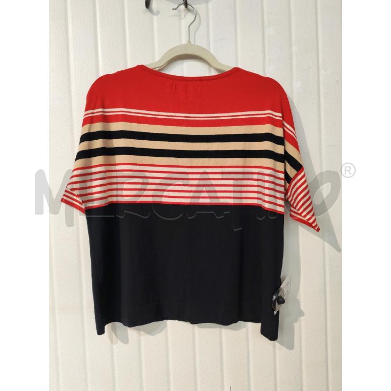 MAGLIA DONNA BEATRICE P. FANTASIA RIGHE ROSSE BIANCHE NERE | Mercatino dell'Usato Mestre 3