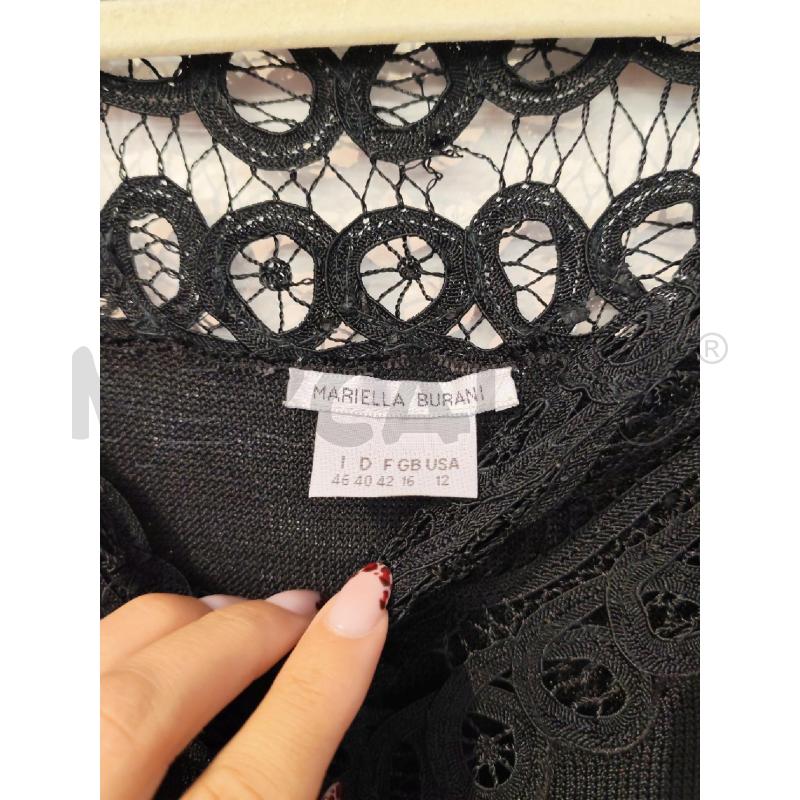 MAGLIA DONNA MARIELLA BURANI NERA PIZZO MACRAME' SUL COLLO | Mercatino dell'Usato Mestre 2