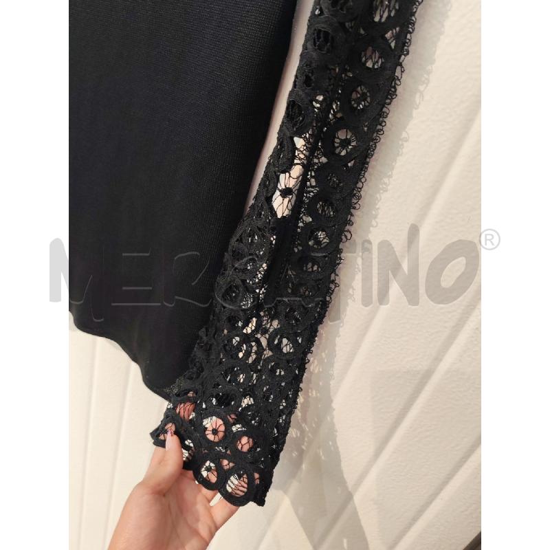 MAGLIA DONNA MARIELLA BURANI NERA PIZZO MACRAME' SUL COLLO | Mercatino dell'Usato Mestre 3