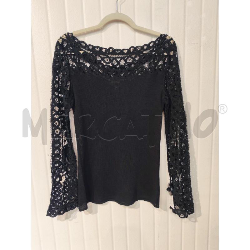 MAGLIA DONNA MARIELLA BURANI NERA PIZZO MACRAME' SUL COLLO | Mercatino dell'Usato Mestre 4