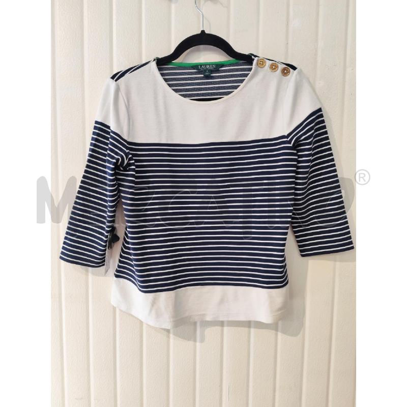 MAGLIA DONNA RALPH LAUREN BIANCA RIGHE BLU | Mercatino dell'Usato Mestre 1