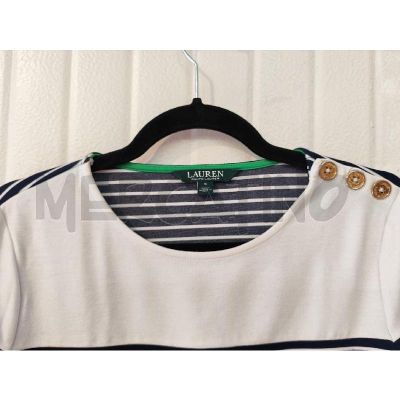 MAGLIA DONNA RALPH LAUREN BIANCA RIGHE BLU | Mercatino dell'Usato Mestre 2
