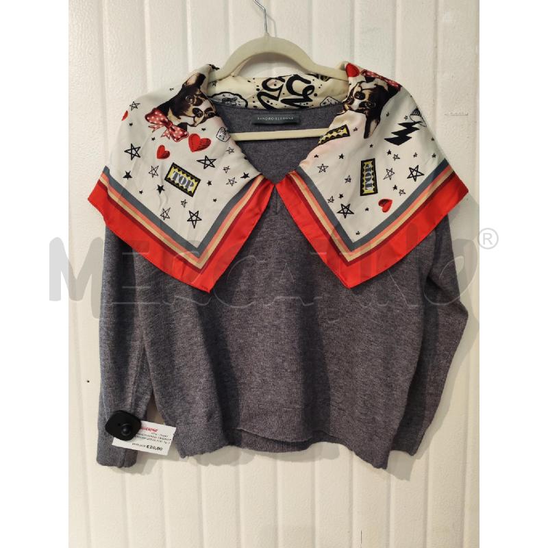 MAGLIA DONNA SANDRO FERRONEGRIGIA FOULARD SULLO SCOLLO FANTASIA CAGNOLINI | Mercatino dell'Usato Mestre 1