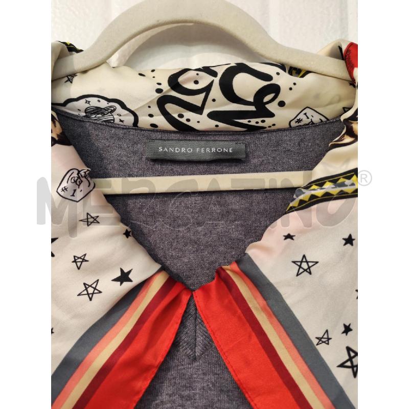 MAGLIA DONNA SANDRO FERRONEGRIGIA FOULARD SULLO SCOLLO FANTASIA CAGNOLINI | Mercatino dell'Usato Mestre 2