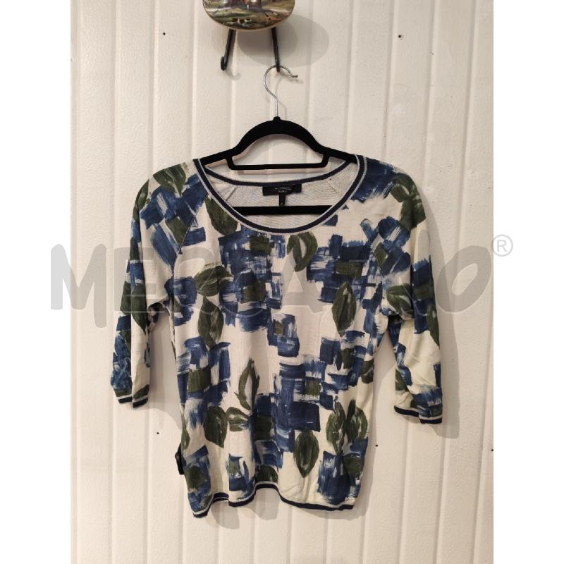MAGLIA DONNA WEEKEND MAX MARA BIANCO VERDE BLU  | Mercatino dell'Usato Mestre 1