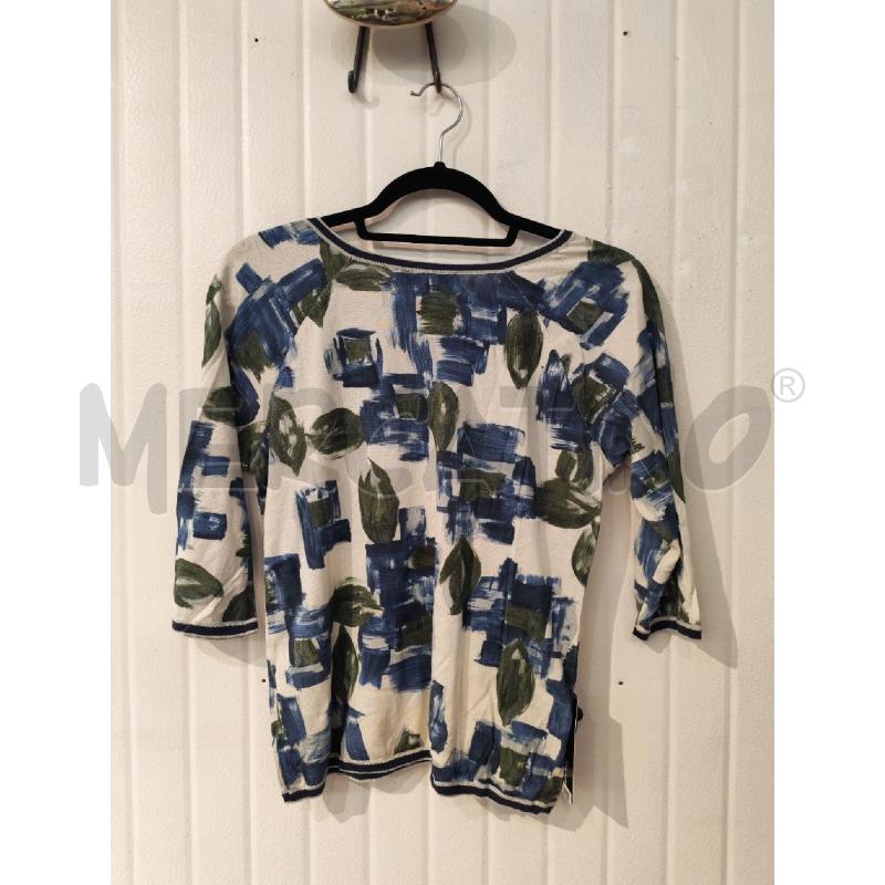 MAGLIA DONNA WEEKEND MAX MARA BIANCO VERDE BLU  | Mercatino dell'Usato Mestre 3