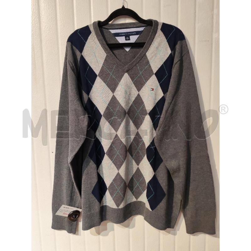 MAGLIA UOMO TOMMY HILFIGER GRIGIO ROMBI BLU | Mercatino dell'Usato Mestre 1