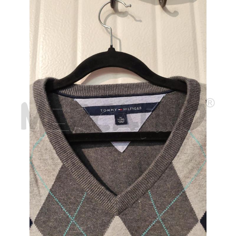 MAGLIA UOMO TOMMY HILFIGER GRIGIO ROMBI BLU | Mercatino dell'Usato Mestre 2