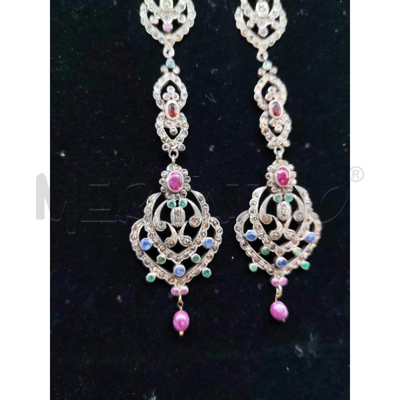 ORECCHINI METALLO PENDENTI BRLLANTINI COLORATI | Mercatino dell'Usato Mestre 3