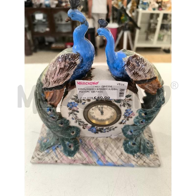 OROLOGIO CERAMICA CON PAVONI VINTAGE | Mercatino dell'Usato Mestre 2