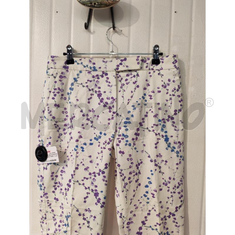 PANTALONE DONNA INTREND BIANCA FIORELLINI VIOL,A E AZZURRI | Mercatino dell'Usato Mestre 4