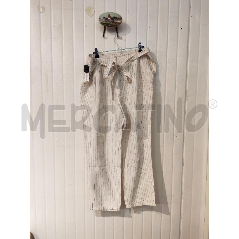 PANTALONE DONNA MAX&CO BIANCO BLU GESSATO LINO QUALCHE DIFETTO | Mercatino dell'Usato Mestre 1