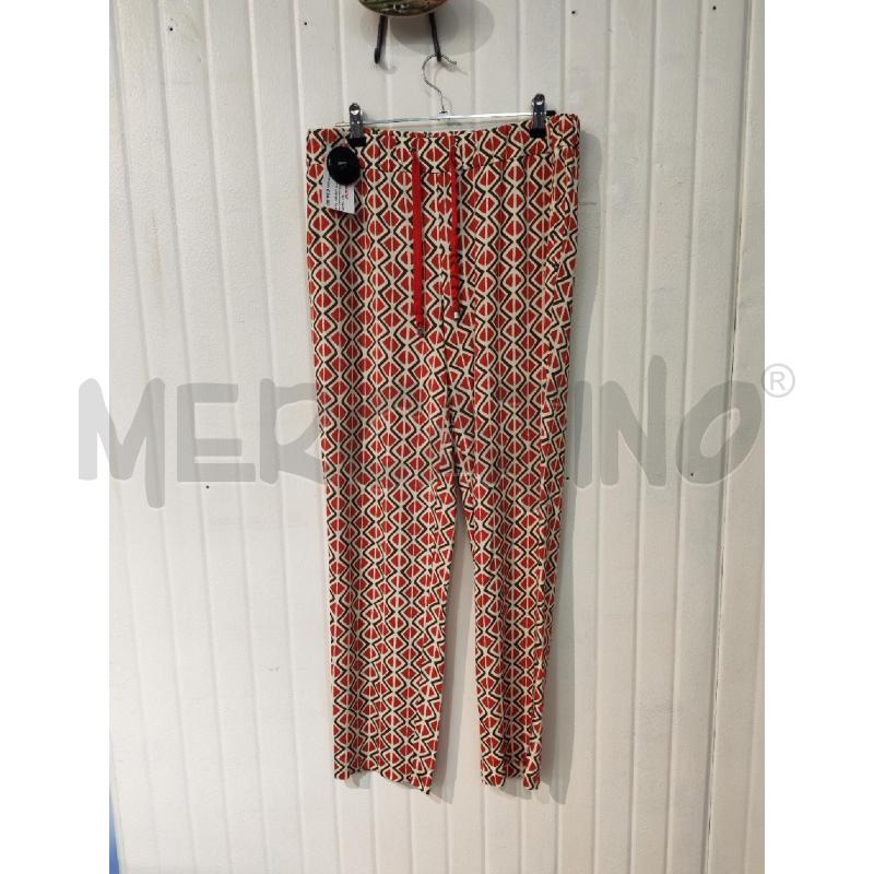 PANTALONE DONNA VIA MASINI 80 CREMA FANTASIA ROSSA MARRONE | Mercatino dell'Usato Mestre 1