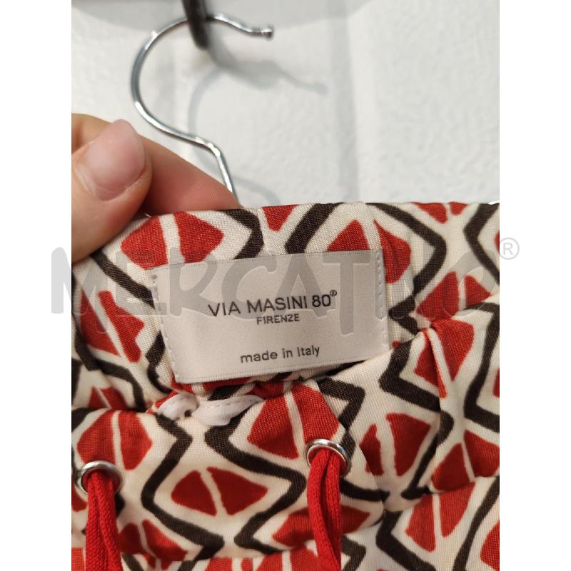 PANTALONE DONNA VIA MASINI 80 CREMA FANTASIA ROSSA MARRONE | Mercatino dell'Usato Mestre 2