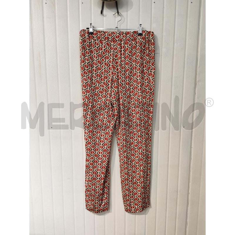 PANTALONE DONNA VIA MASINI 80 CREMA FANTASIA ROSSA MARRONE | Mercatino dell'Usato Mestre 3