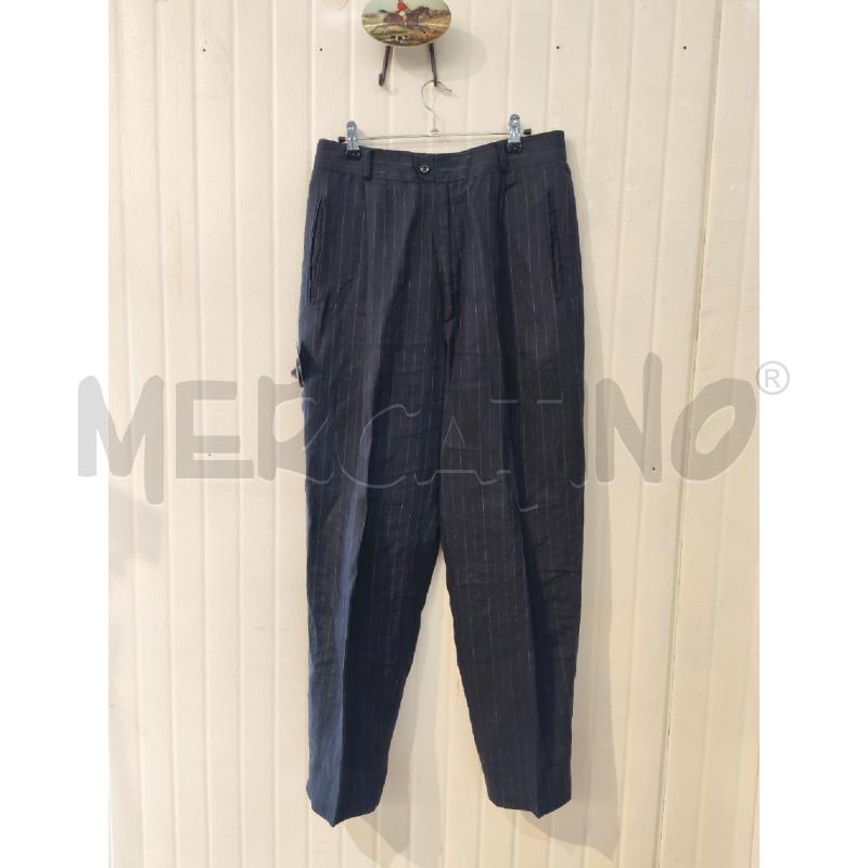 PANTALONE UOMO LUCIANO SOPRANI BLU GESSATO LINO  | Mercatino dell'Usato Mestre 1
