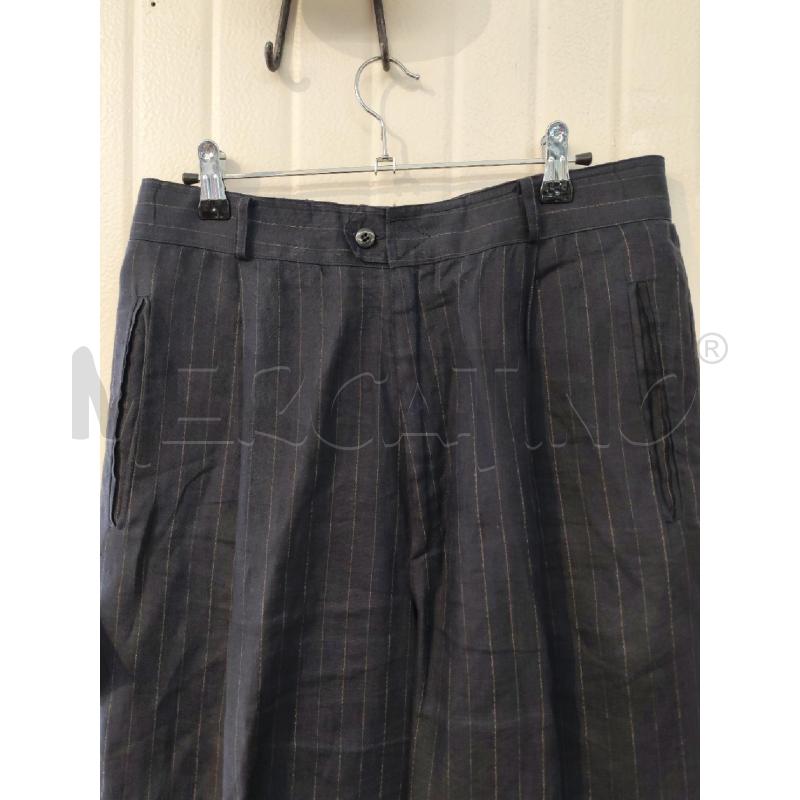 PANTALONE UOMO LUCIANO SOPRANI BLU GESSATO LINO  | Mercatino dell'Usato Mestre 2