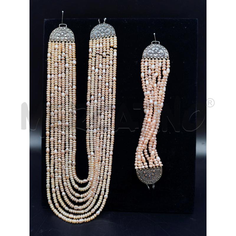 PARURE COLLANA E BRACCIALE PERLINE ROSA | Mercatino dell'Usato Mestre 1