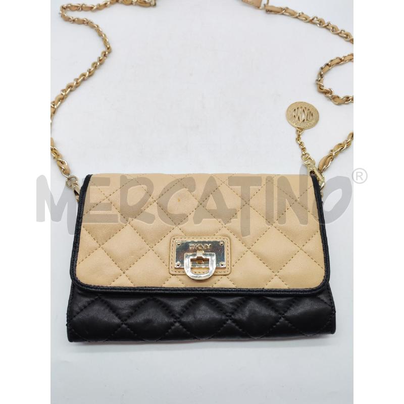POCHETTE DKNY TRAPUNTATA BEIGE NERAÙ | Mercatino dell'Usato Mestre 2