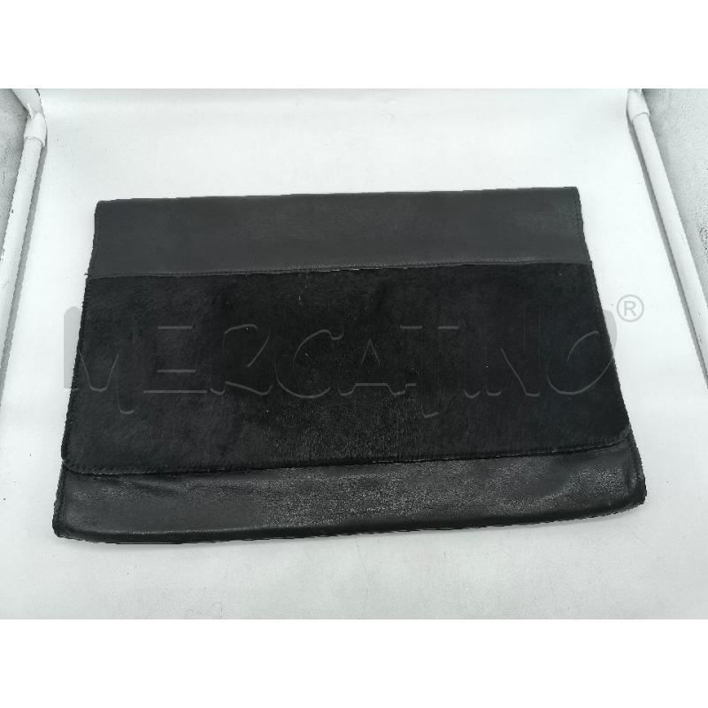 POCHETTE VERA PELLE NERA CON PARTE IN CAVALLINO | Mercatino dell'Usato Mestre 1