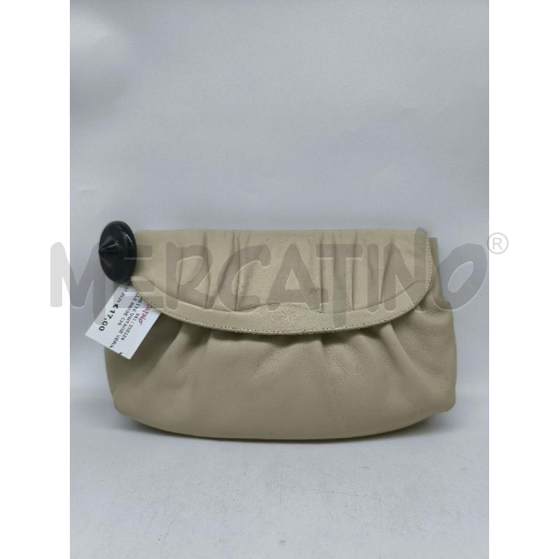 POCHETTE VINTAGE VERA PELLE BEIGE CHIARO CON ARRICCIATURE | Mercatino dell'Usato Mestre 1