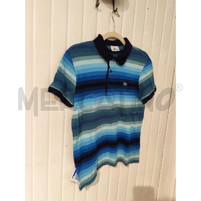 POLO UOMO LACOSTE RIGHE AZZURRE BLU | Mercatino dell'Usato Mestre 4