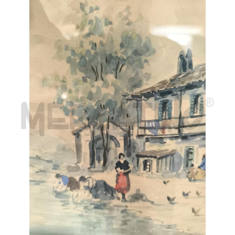 QUADRO ACQUARELLO ALDO SESSA CASA CON FIUME | Mercatino dell'Usato Mestre 3