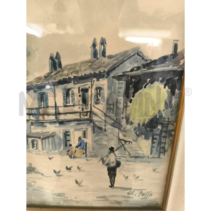 QUADRO ACQUARELLO ALDO SESSA CASA CON FIUME | Mercatino dell'Usato Mestre 4