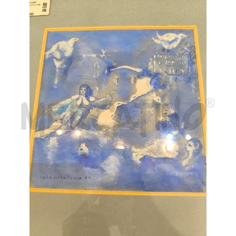 QUADRO ANGELI E COLOMBE TONI BLU LUISA DALLA POZZA | Mercatino dell'Usato Mestre 4