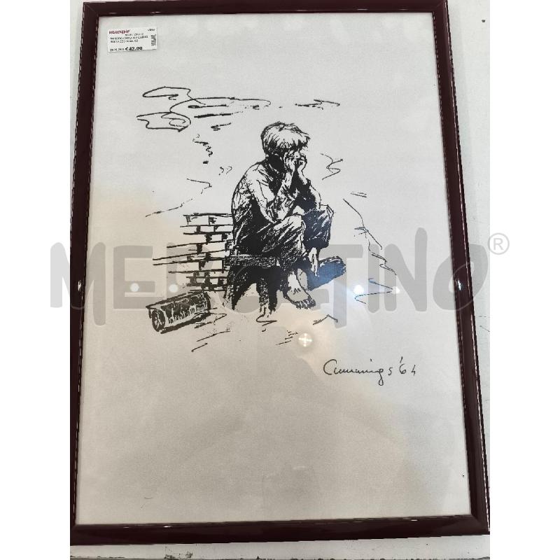 QUADRO CHINA SU CARTA RAGAZZO SCALZO SEDUTO | Mercatino dell'Usato Mestre 4