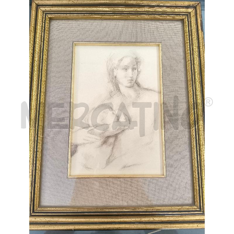 QUADRO MATITA VOLTO FEMMINILE CHE ALLATTA | Mercatino dell'Usato Mestre 1