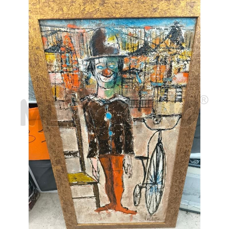 QUADRO PAGLIACCIO CON BICICLETTA CASTAGNA | Mercatino dell'Usato Mestre 1