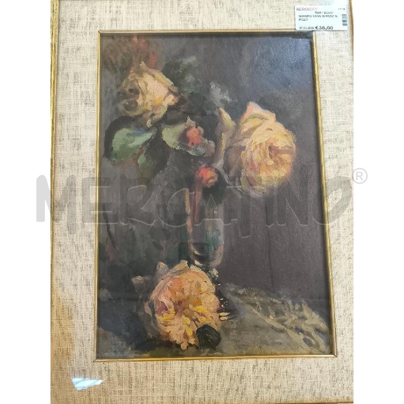 QUADRO VASO DI ROSE GIALLO | Mercatino dell'Usato Mestre 1