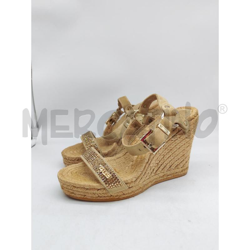 SANDALI DONNA 4US CESARE PACIOTTI ZEPPA BEIGE CON BRILLANTINI | Mercatino dell'Usato Mestre 2