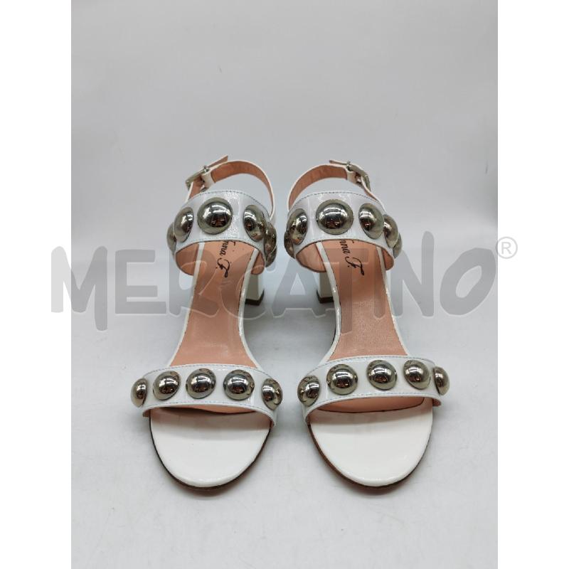 SANDALI DONNA ANNA F. BIANCHI BORCHIE ARGENTATW VERO CUOIO | Mercatino dell'Usato Mestre 2