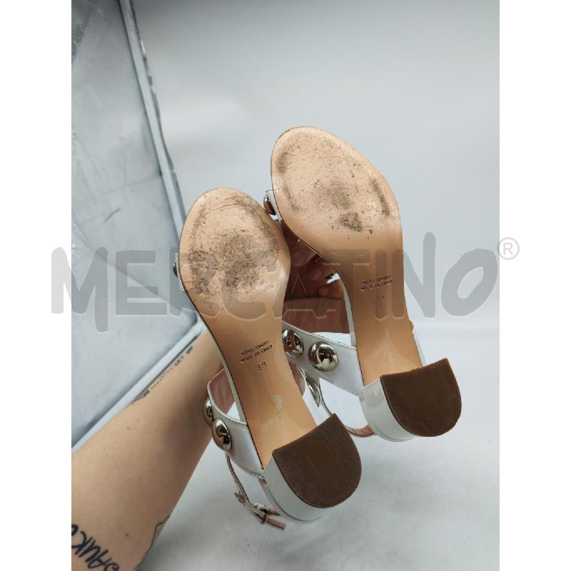 SANDALI DONNA ANNA F. BIANCHI BORCHIE ARGENTATW VERO CUOIO | Mercatino dell'Usato Mestre 4