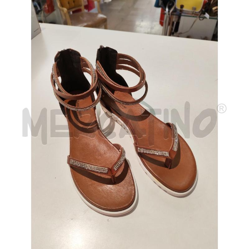 SANDALI DONNA BOTTEGA ARTIGIANA MARRONI BRILLANTINI A INFRADITO | Mercatino dell'Usato Mestre 1