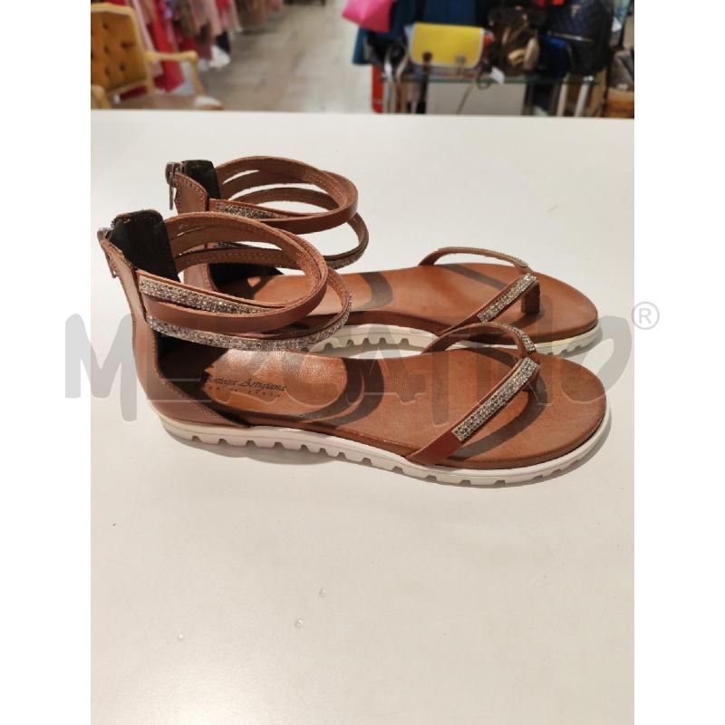 SANDALI DONNA BOTTEGA ARTIGIANA MARRONI BRILLANTINI A INFRADITO | Mercatino dell'Usato Mestre 2
