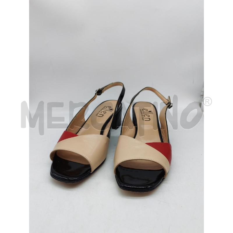 SANDALI DONNA ELLEN BEIGE ROSSO NERO VERO CUOIO | Mercatino dell'Usato Mestre 1