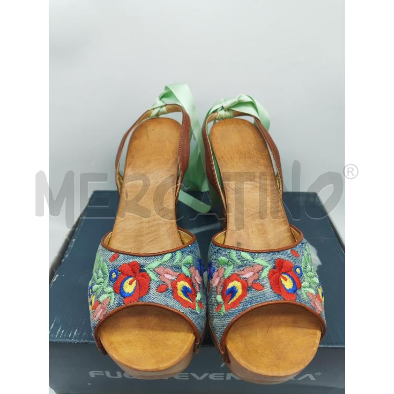 SANDALI DONNA FUERTEVENTURA VINTAGE LEGNO E JEANS | Mercatino dell'Usato Mestre 2