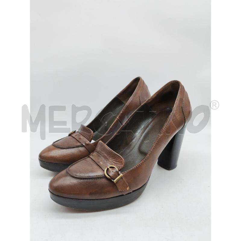 SCARPE DONNA SM MARRONI PELLE MOCASSINI CON TACCO  | Mercatino dell'Usato Mestre 2